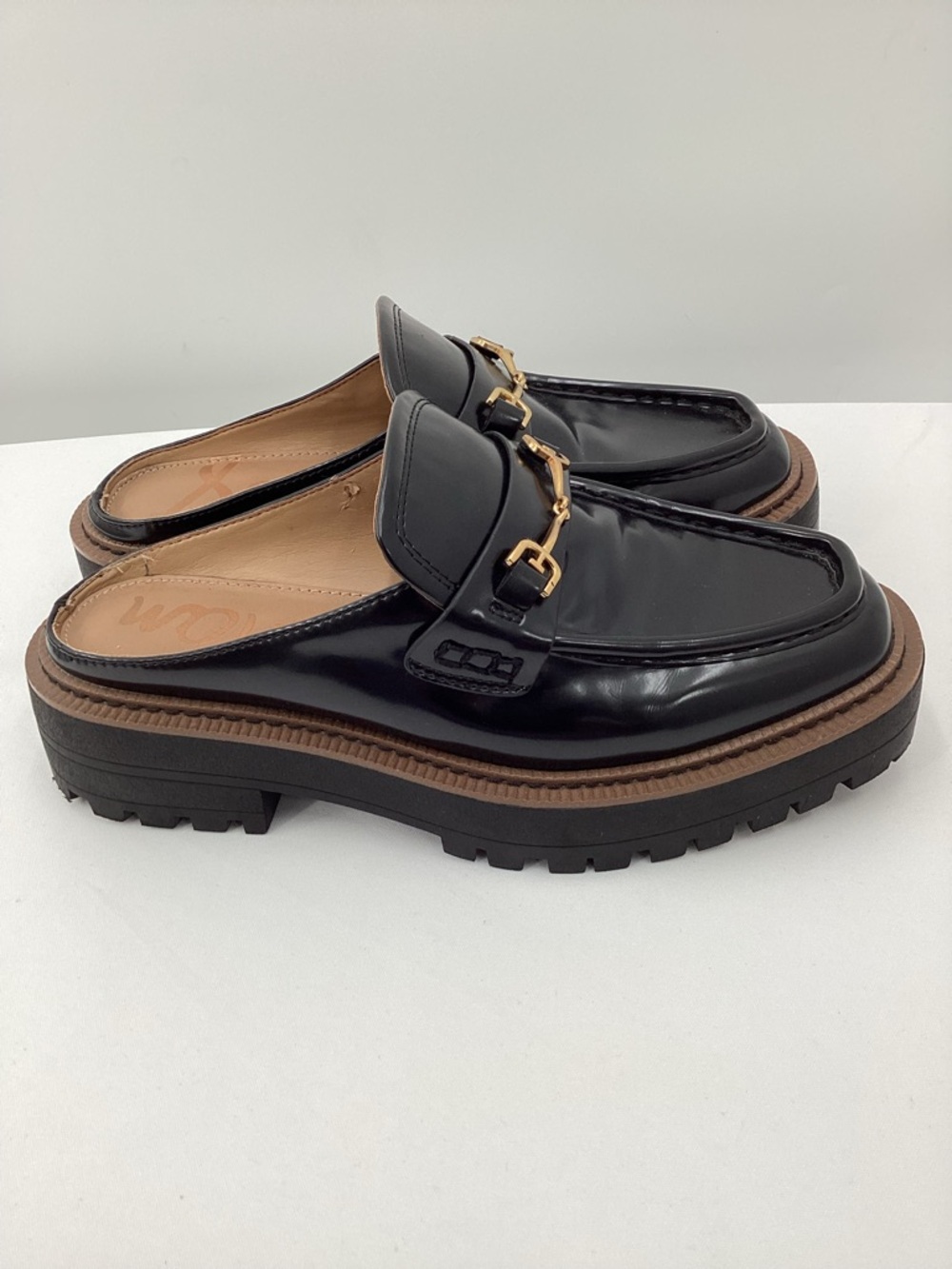 Sam Edelman Lennon Lug Sole Mule Loafers with Gold Bit